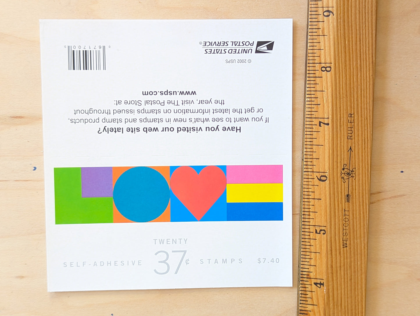 Colors and Shapes Love, Sheet of 20, Vintage Unused USPS 37 Cent Postage Stamps, Love Series (Colors and Shapes), 2002, Self-Adhesive