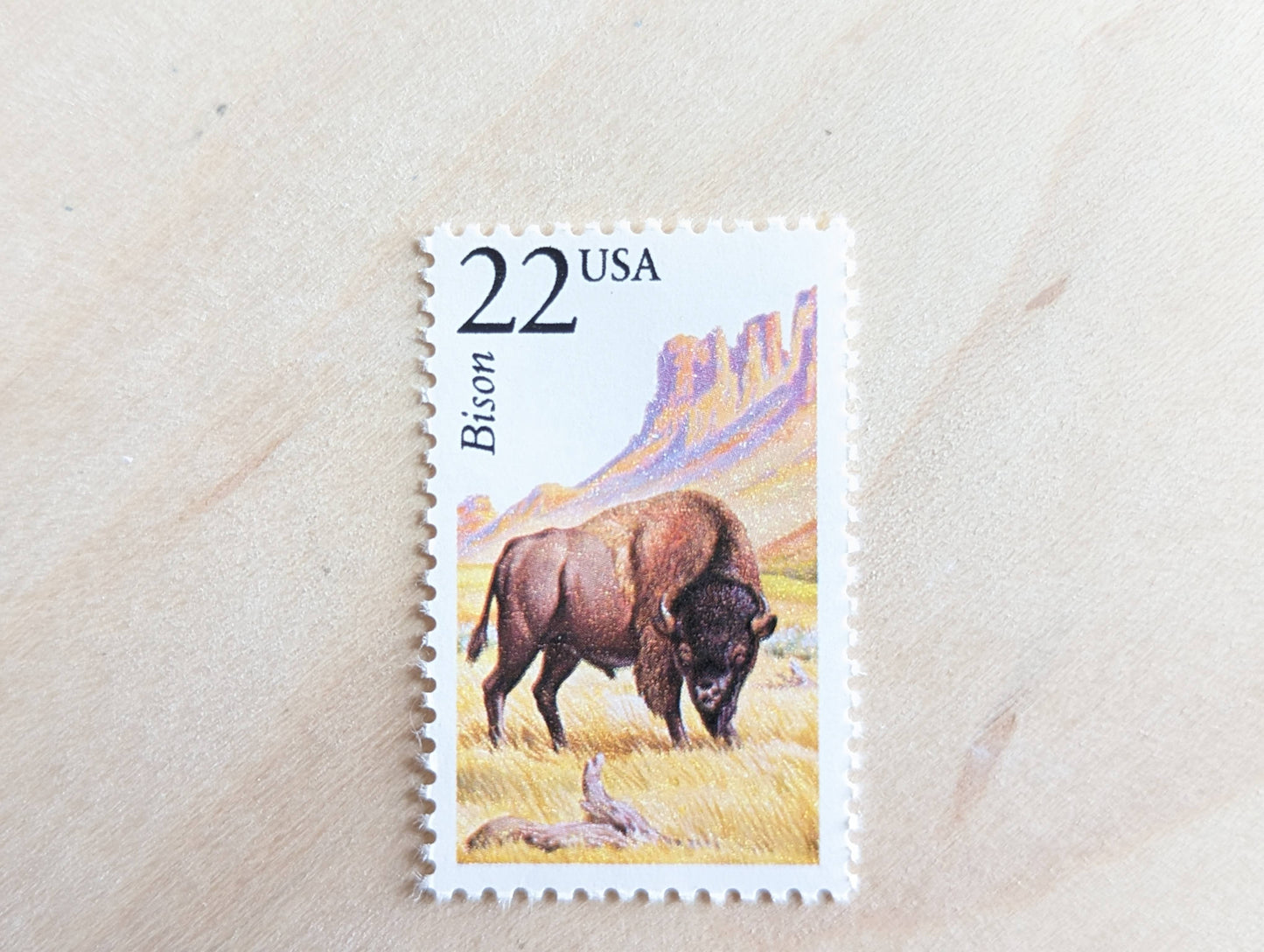 5 Bison Stamps, 22 Cent, 1987, American Wildlife, Unused Postage Stamps