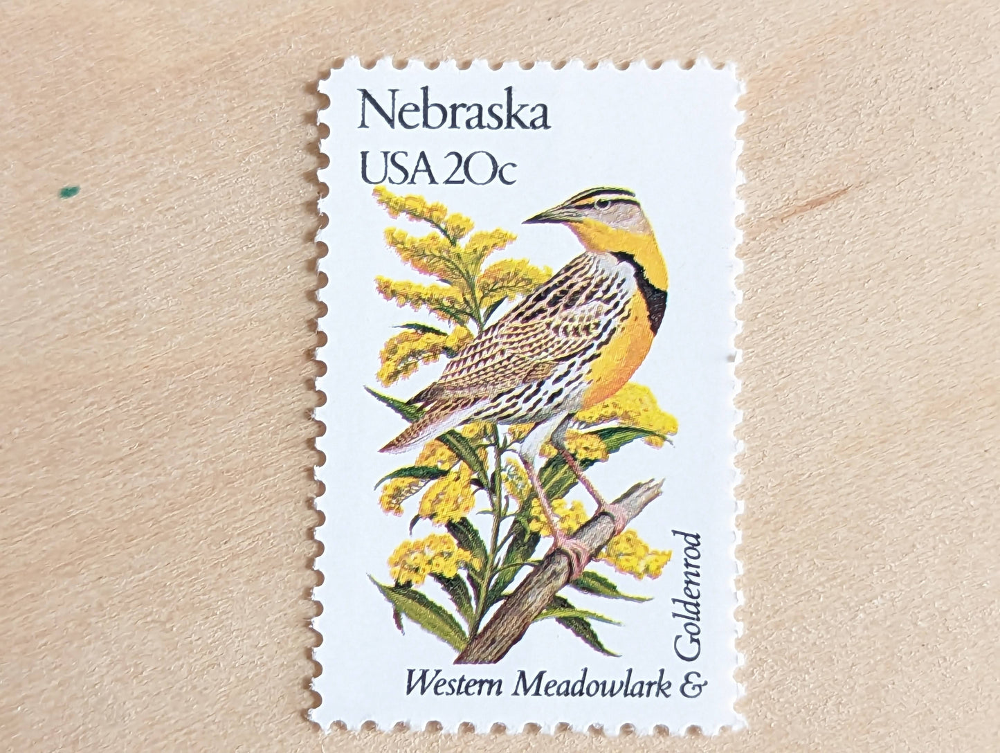 5 Nebraska State Bird and Flower, 20 Cent, 1982, Unused Postage Stamps