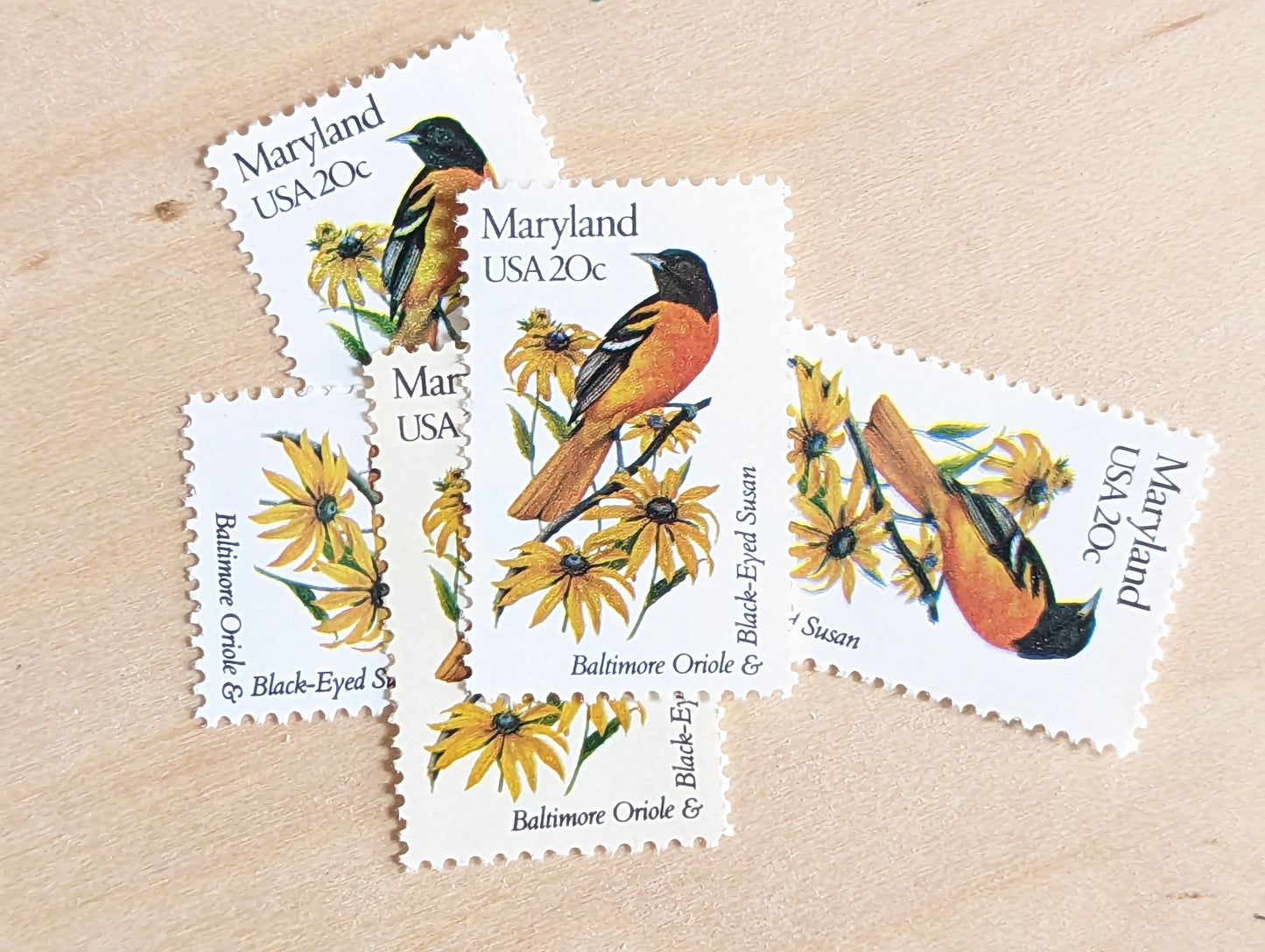 5 Maryland State Bird and Flower, 20 Cent, 1982, Unused Postage Stamps