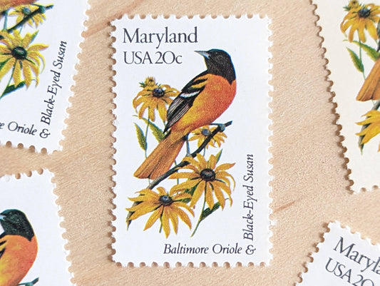 5 Maryland State Bird and Flower, 20 Cent, 1982, Unused Postage Stamps