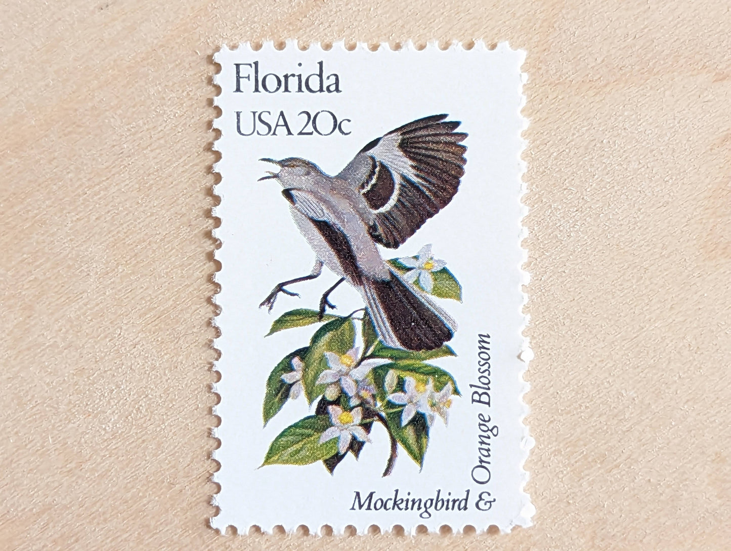 5 Florida State Bird and Flower, 20 Cent, 1982, Unused Postage Stamps