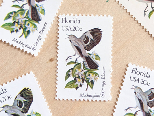 5 Florida State Bird and Flower, 20 Cent, 1982, Unused Postage Stamps