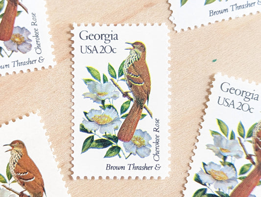 5 Georgia State Bird and Flower, 20 Cent, 1982, Unused Postage Stamps