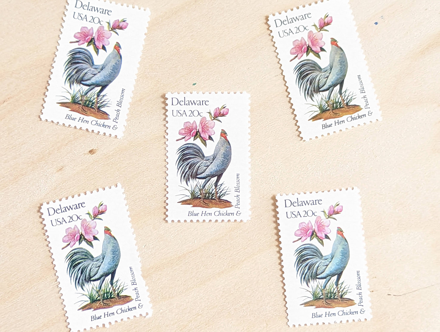 5 Delaware State Bird and Flower, 20 Cent, 1982, Unused Postage Stamps