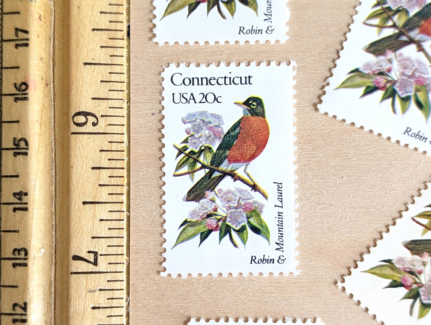 5 Connecticut State Bird and Flower, 20 Cent, 1982, Unused Postage Stamps