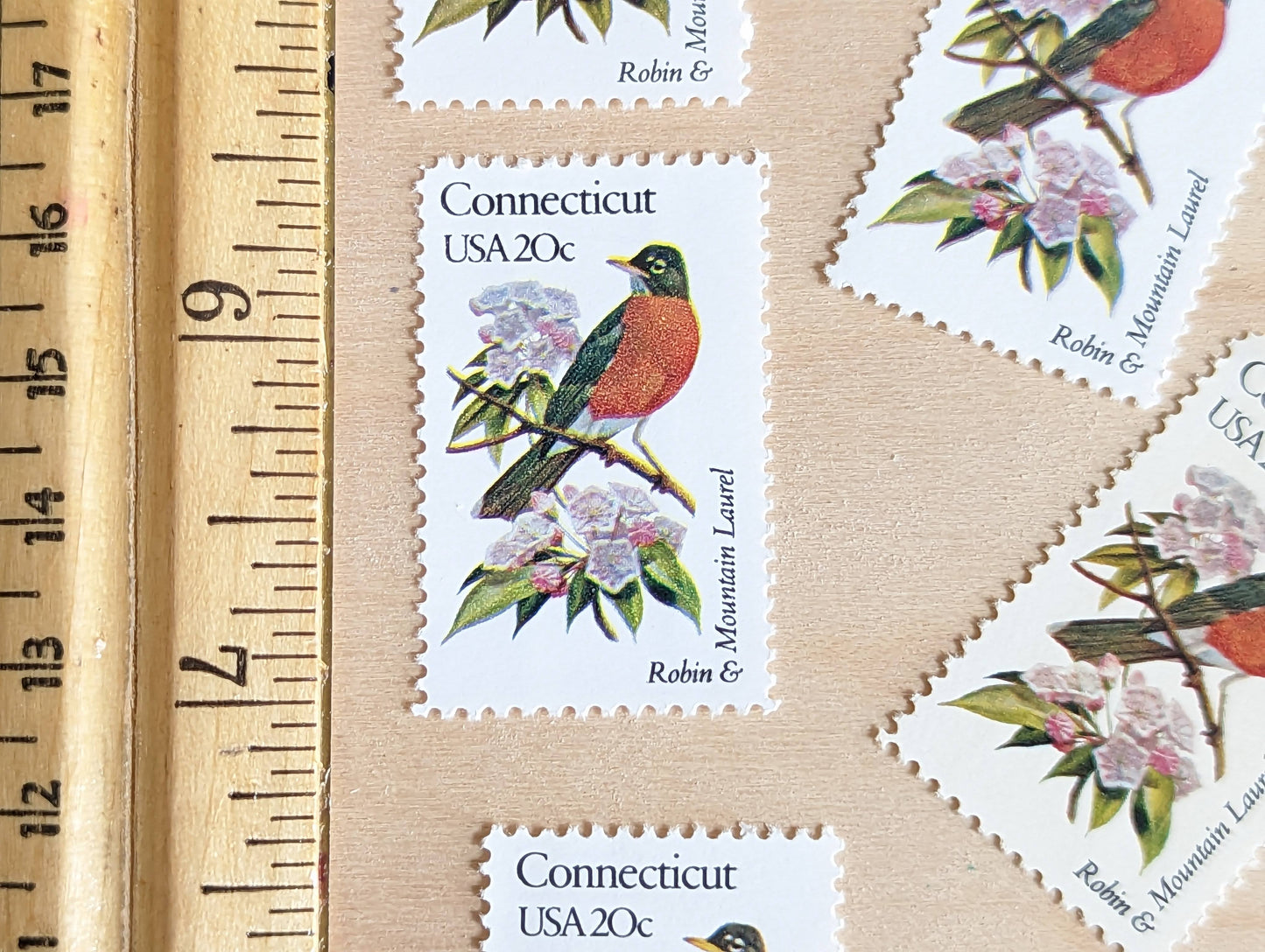 5 Connecticut State Bird and Flower, 20 Cent, 1982, Unused Postage Stamps