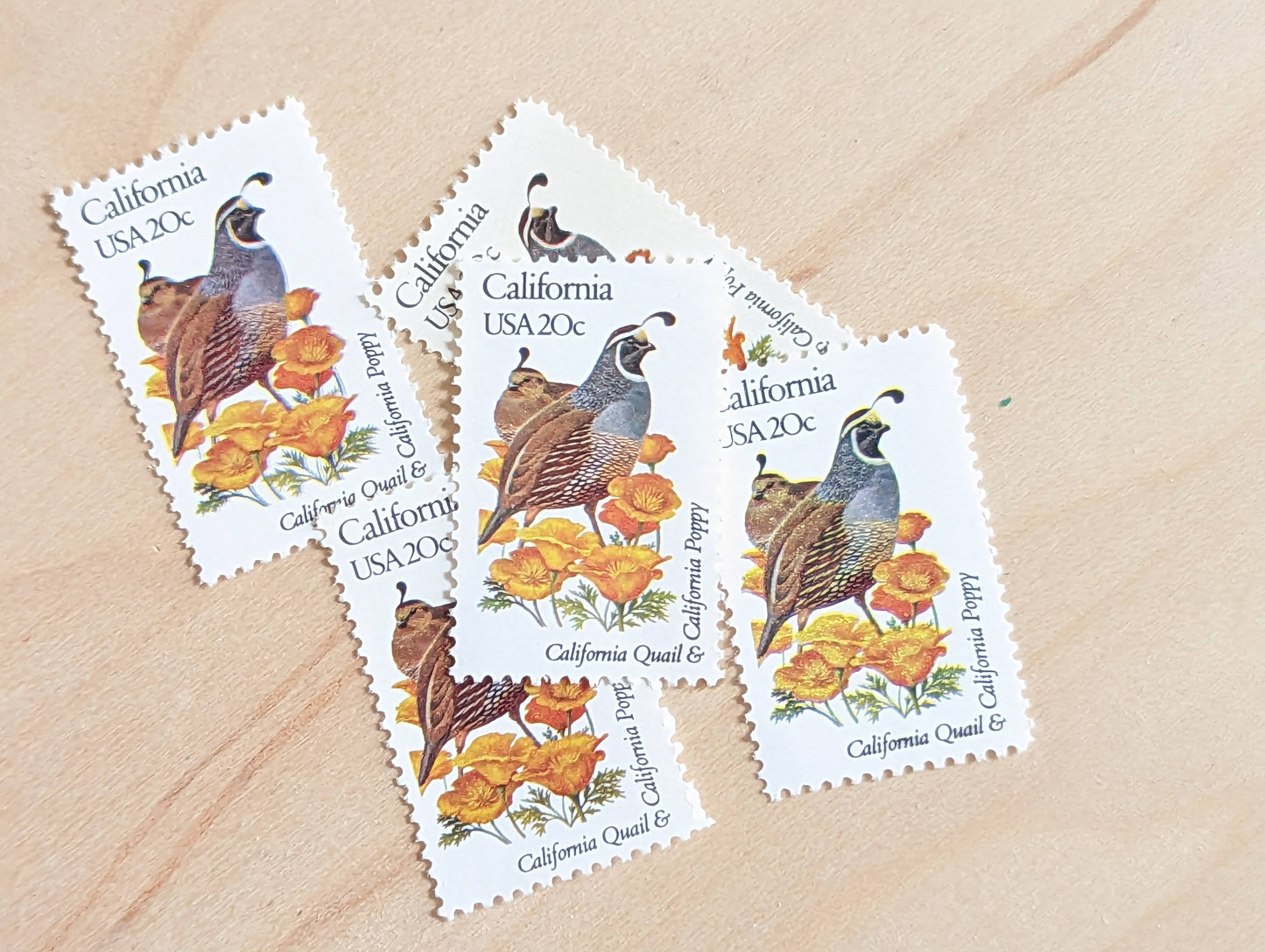 5 California State Bird and Flower, 20 Cent, 1982, Unused Postage Stamps