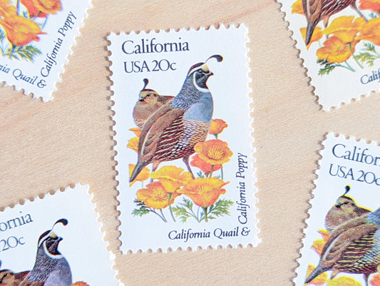 5 California State Bird and Flower, 20 Cent, 1982, Unused Postage Stamps