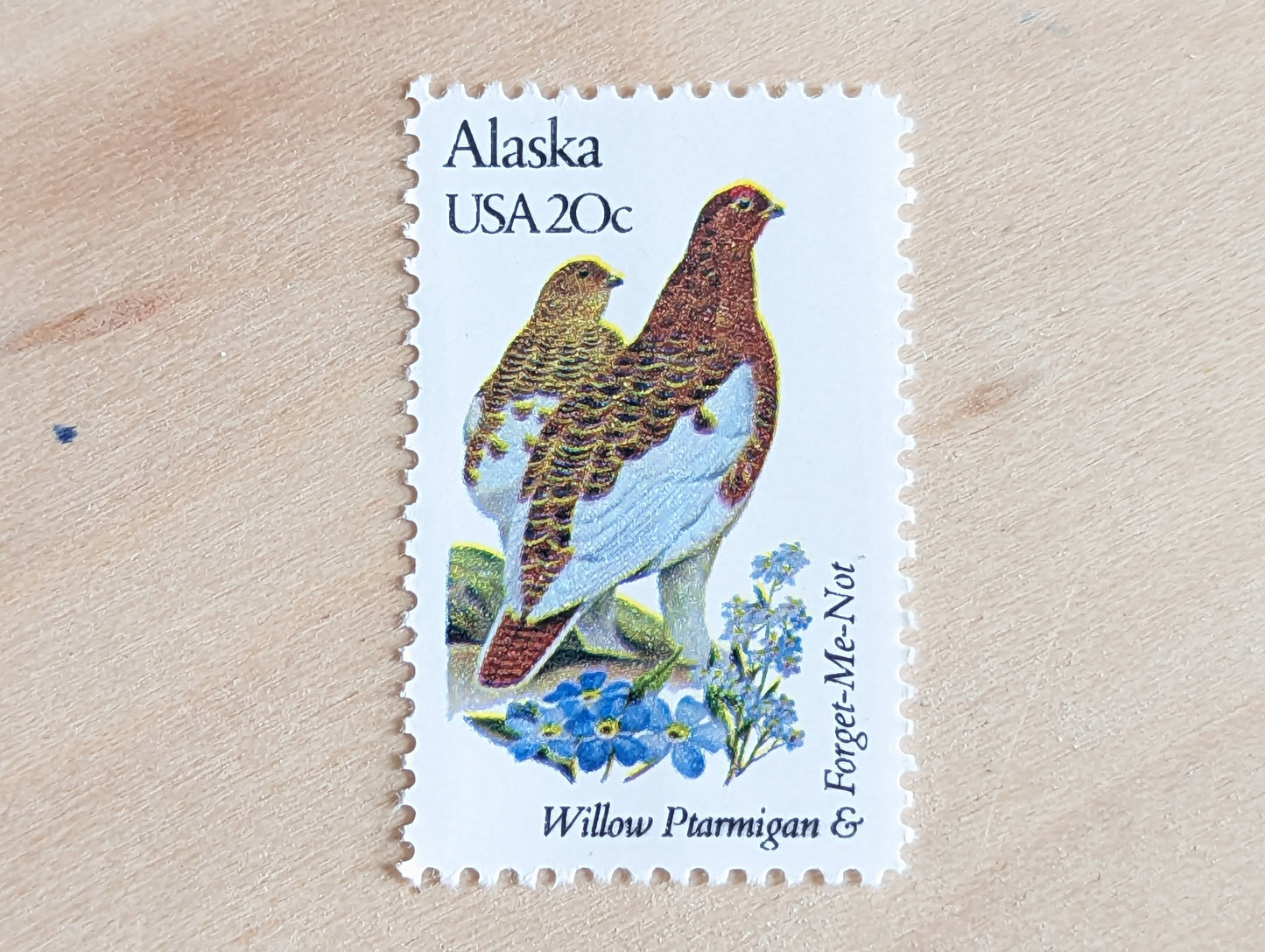 5 Alaska State Bird and Flower, 20 Cent, 1982, Unused Postage Stamps