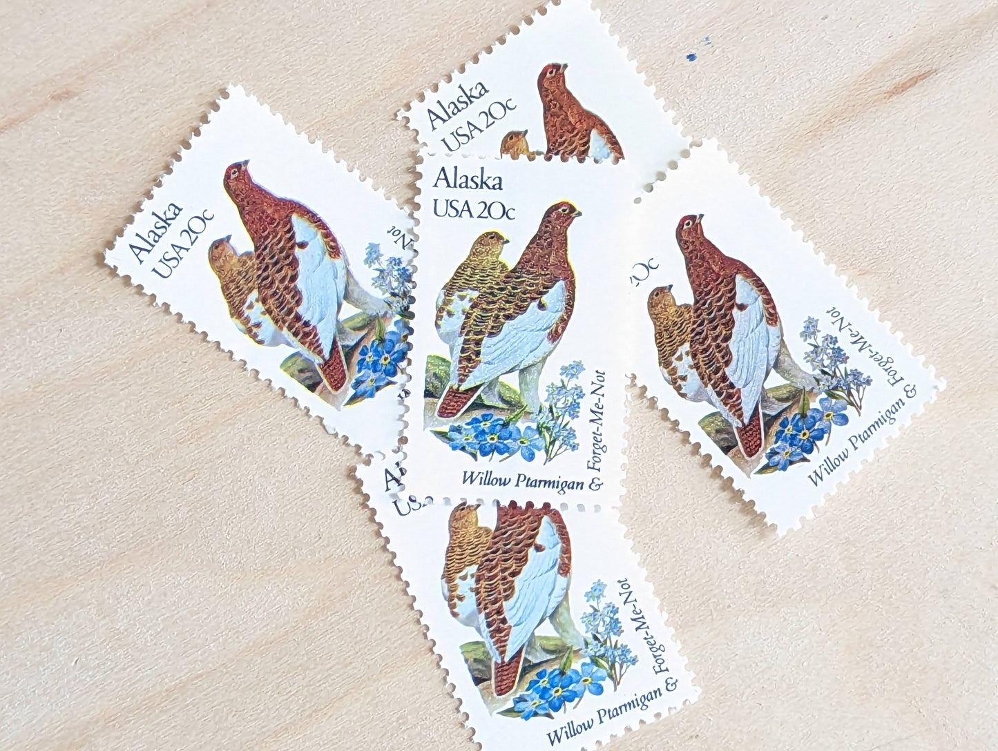 5 Alaska State Bird and Flower, 20 Cent, 1982, Unused Postage Stamps