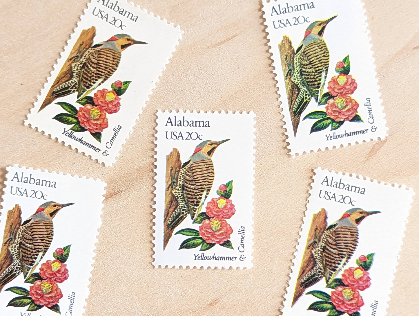 5 Alabama State Bird and Flower, 20 Cent, 1982, Unused Postage Stamps