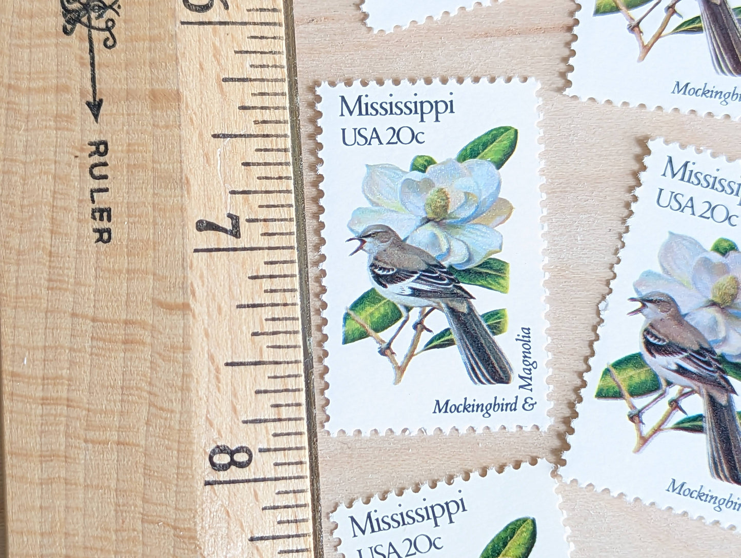 5 Mississippi State Bird and Flower, 20 Cent, 1982, Unused Postage Stamps