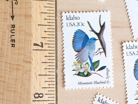 Idaho State Stamp, Set of 5, Vintage Unused USPS 20 Cent Postage Stamps, State Bird and Flower, 1982, Gummed