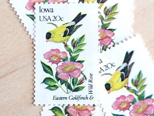 5 Iowa State Bird and Flower, 20 Cent, 1982, Unused Postage Stamps