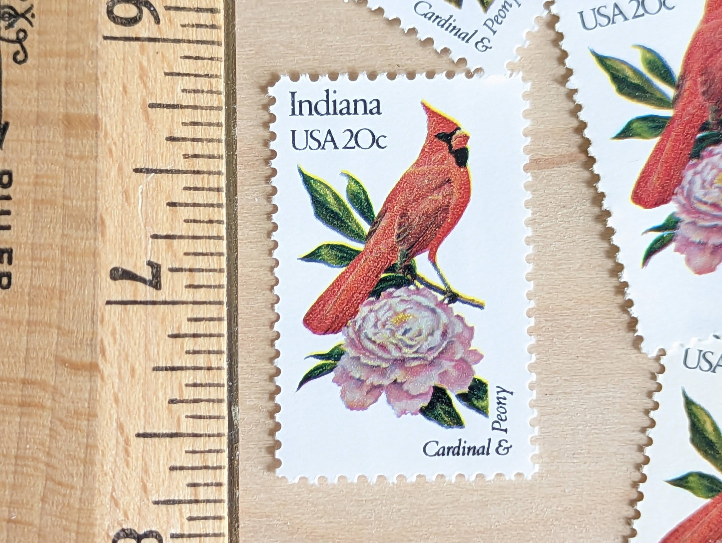 5 Indiana State Bird and Flower, 20 Cent, 1982, Unused Postage Stamps