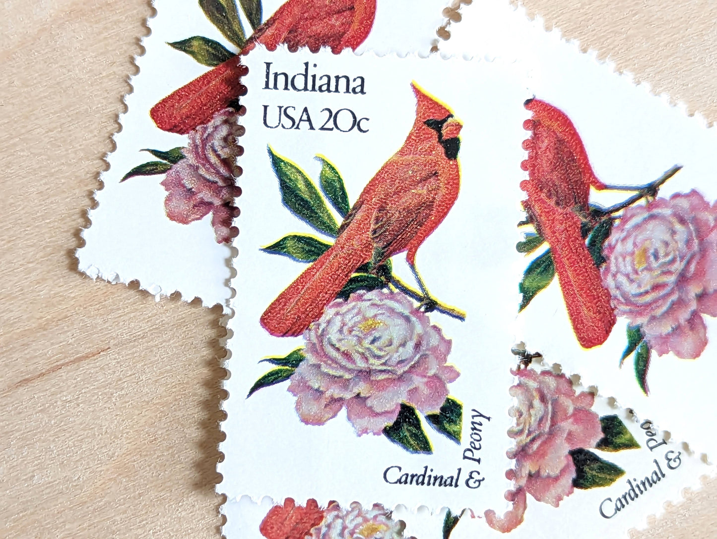 5 Indiana State Bird and Flower, 20 Cent, 1982, Unused Postage Stamps