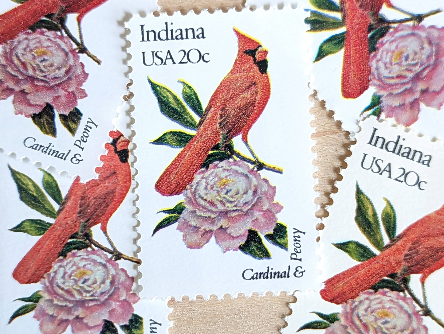 5 Indiana State Bird and Flower, 20 Cent, 1982, Unused Postage Stamps