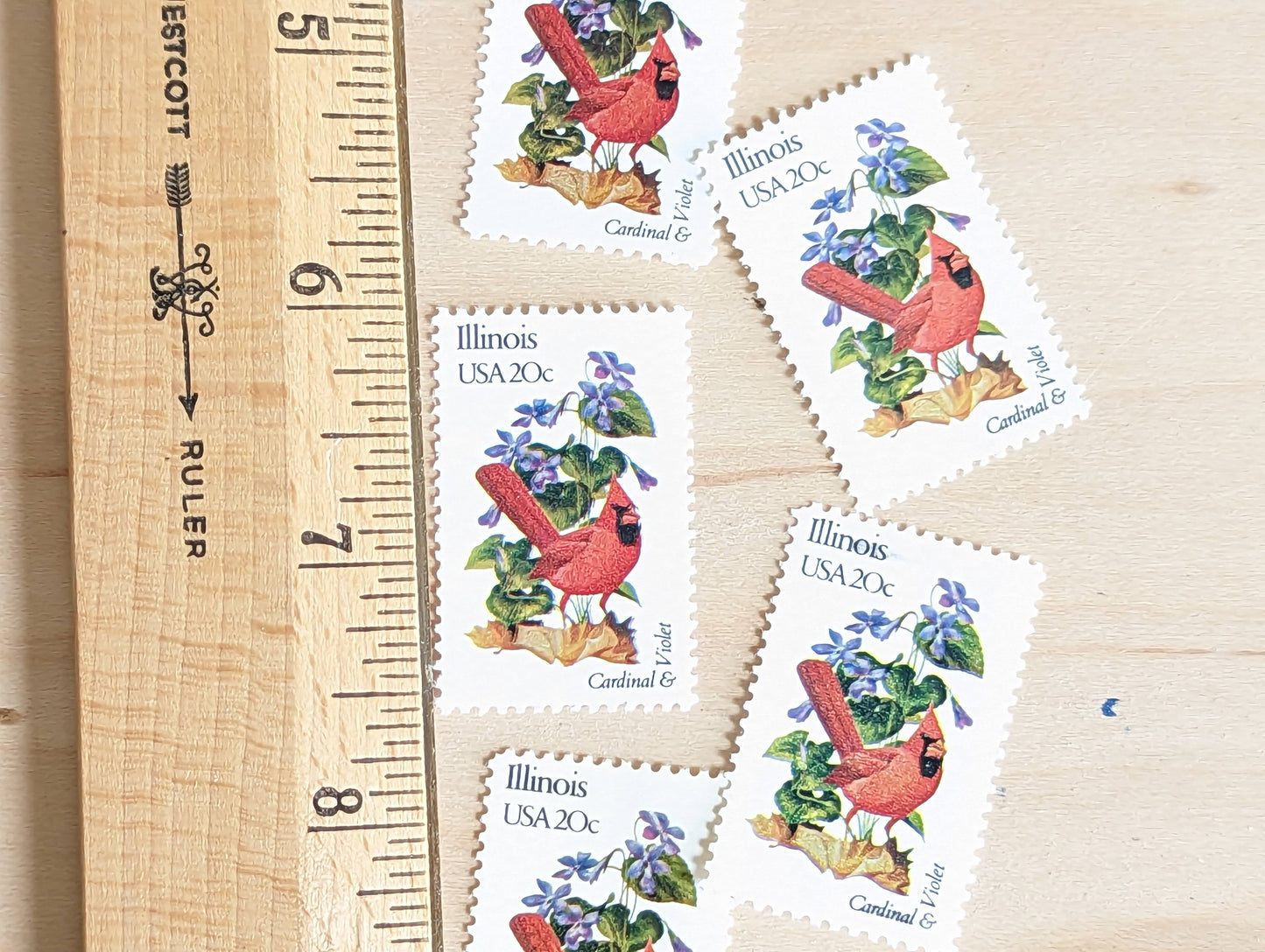 5 Illinois State Bird and Flower, 20 Cent, 1982, Unused Postage Stamps