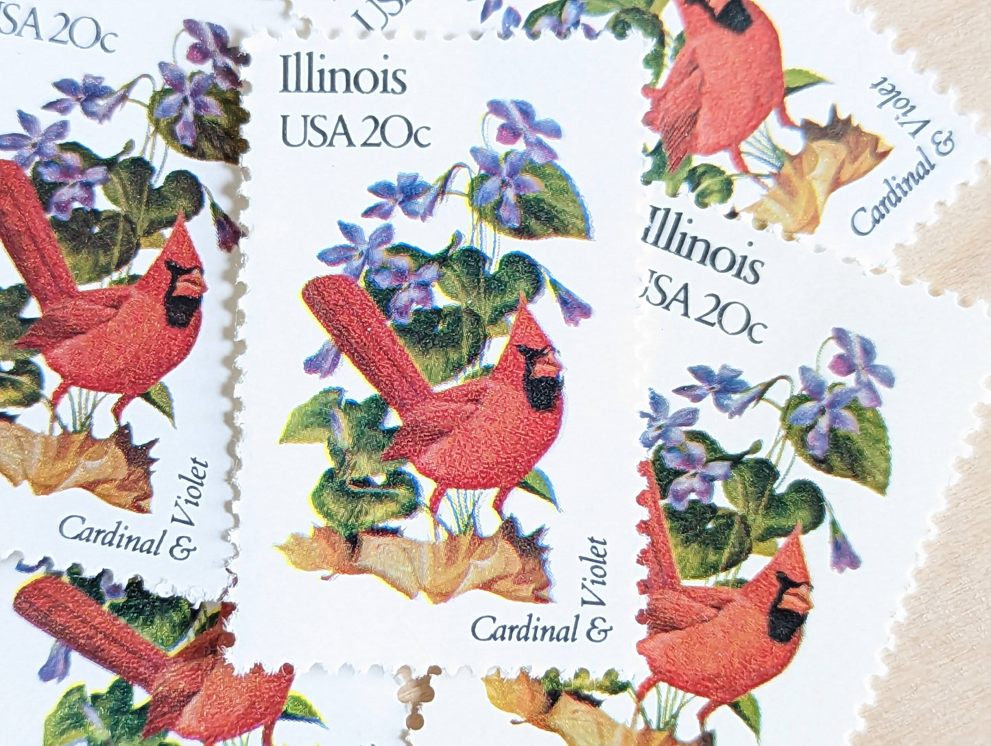 5 Illinois State Bird and Flower, 20 Cent, 1982, Unused Postage Stamps