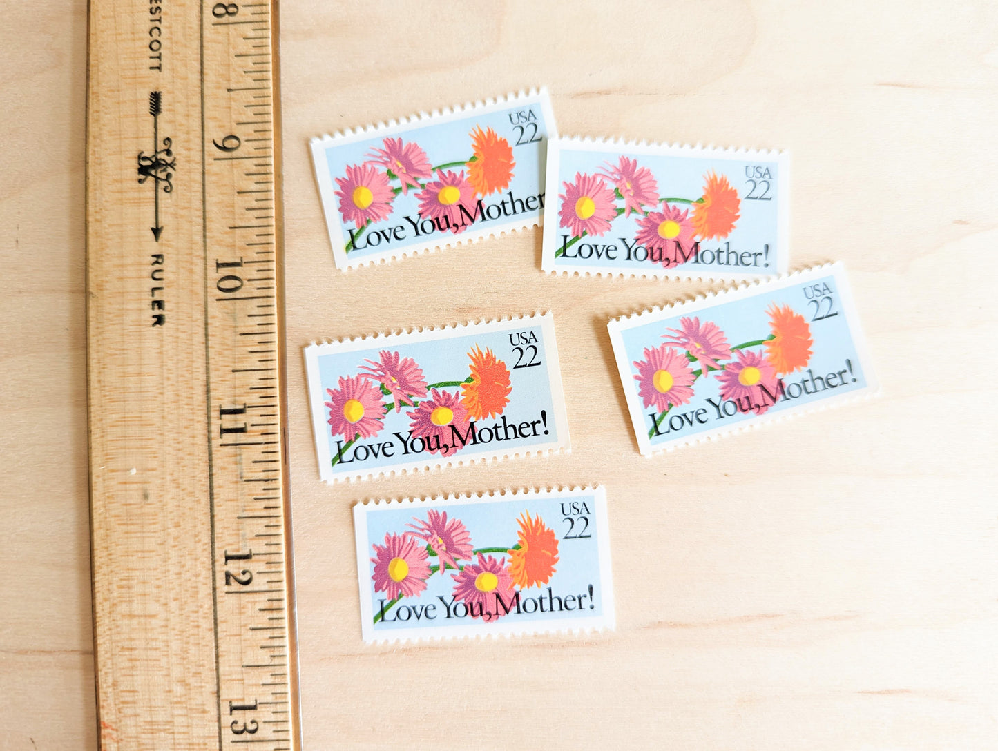 5 Love You, Mother! Stamps, 22 Cent, 1987, Unused US Postage Stamps