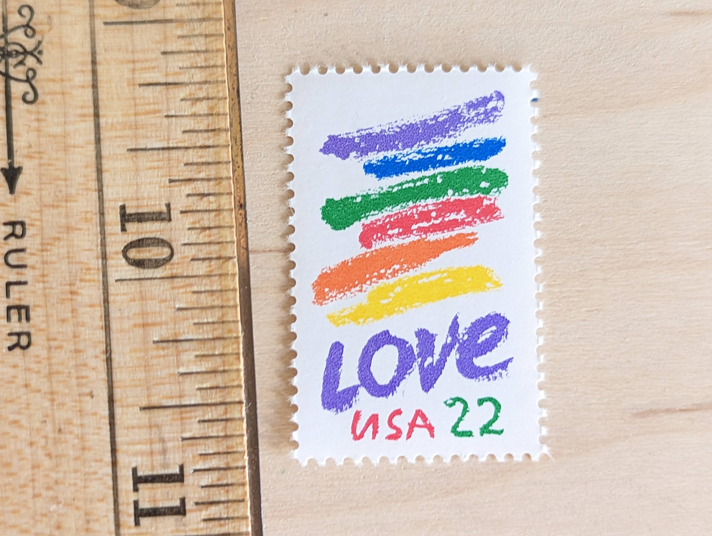 Set of 10 Love Crayon Rainbow Stamps, 22 cent stamps, 1986 Unused USPS Postage Stamps