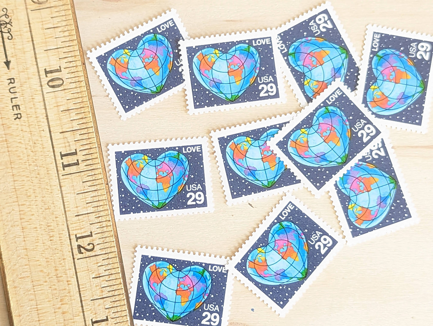 Set of 10 Earth Love Stamps, 29 cent stamps, 1991 Unused USPS Postage Stamps