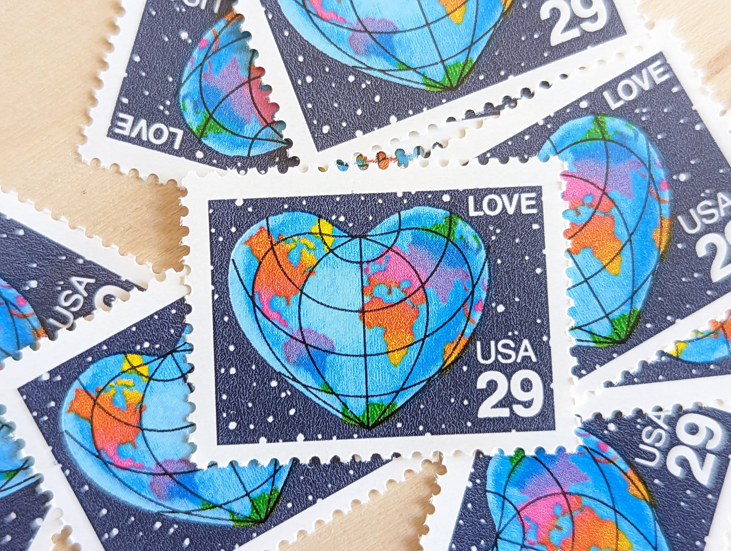 Set of 10 Earth Love Stamps, 29 cent stamps, 1991 Unused USPS Postage Stamps