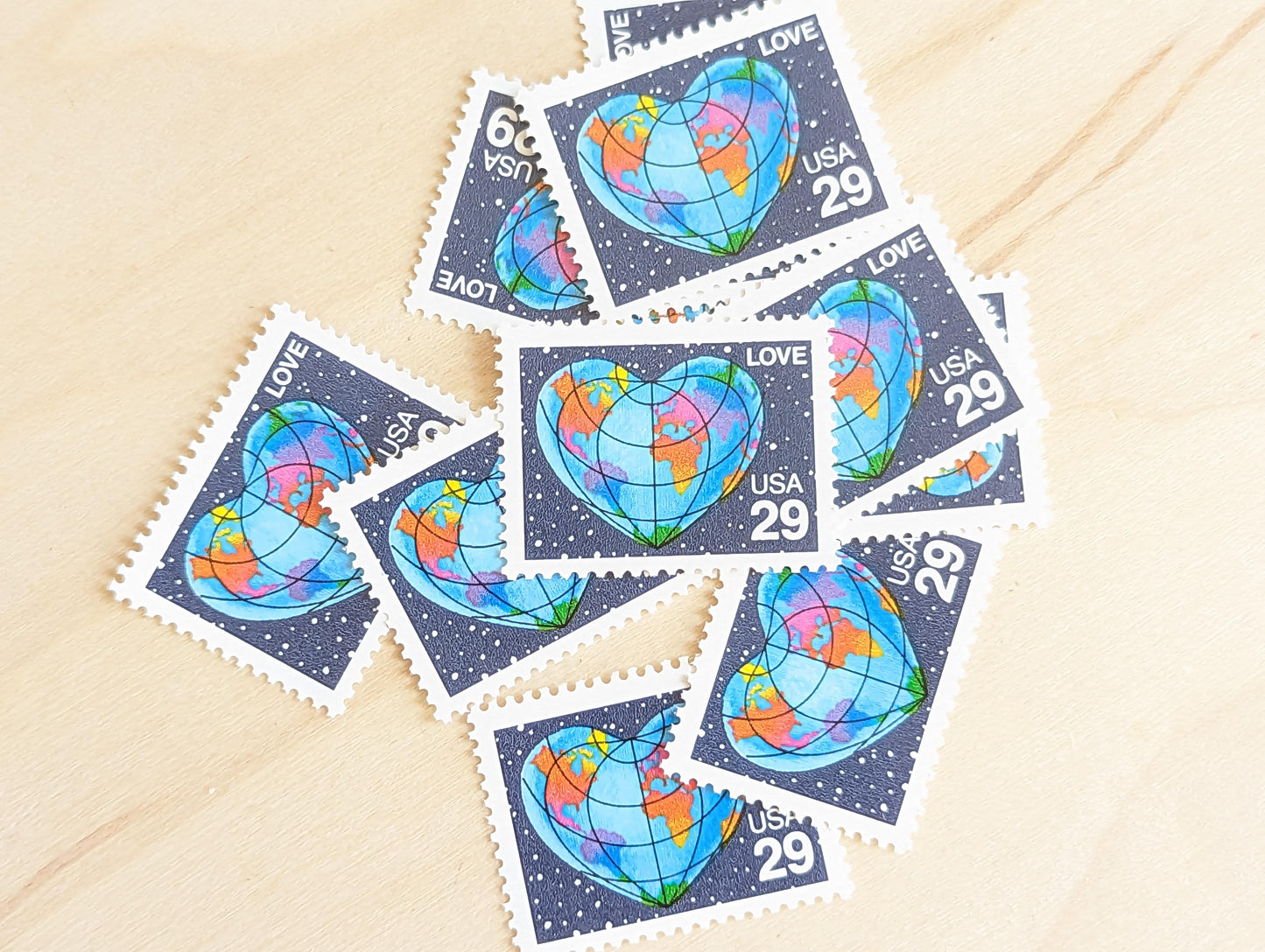 Set of 10 Earth Love Stamps, 29 cent stamps, 1991 Unused USPS Postage Stamps