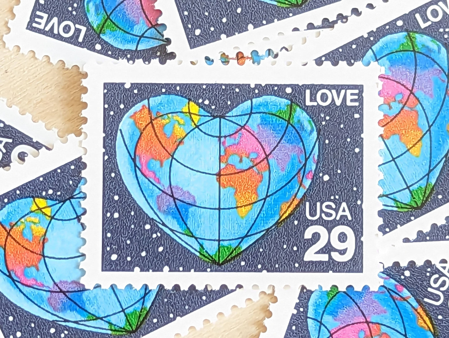 Set of 10 Earth Love Stamps, 29 cent stamps, 1991 Unused USPS Postage Stamps