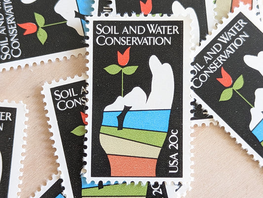 Soil and Water Conservation, Vintage Unused USPS 20 Cent Postage Stamps, Soil and Water Conservation Stamps, 1984, Gummed