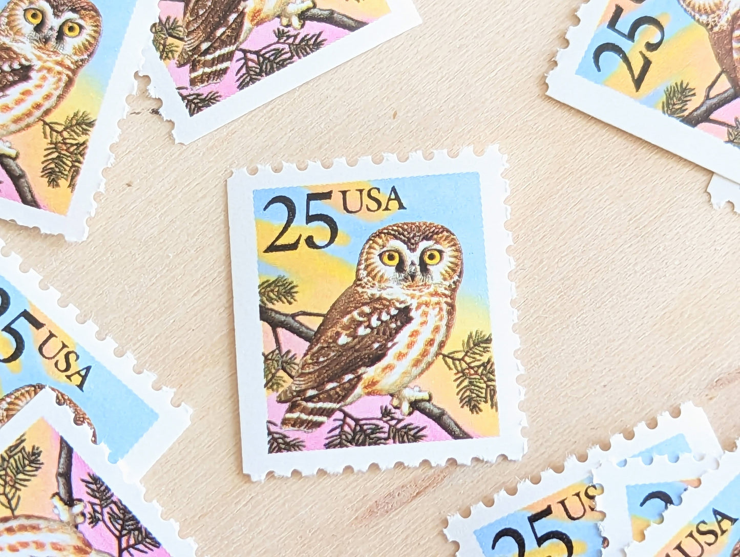 10 Owl Stamps, 1988, 25 Cents, Bird Stamps, Unused US Postage