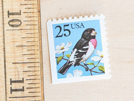 10 Grosbeak Stamps, 1988, 25 Cents, Bird Stamps, Unused US Postage, Flowering Tree, Spring