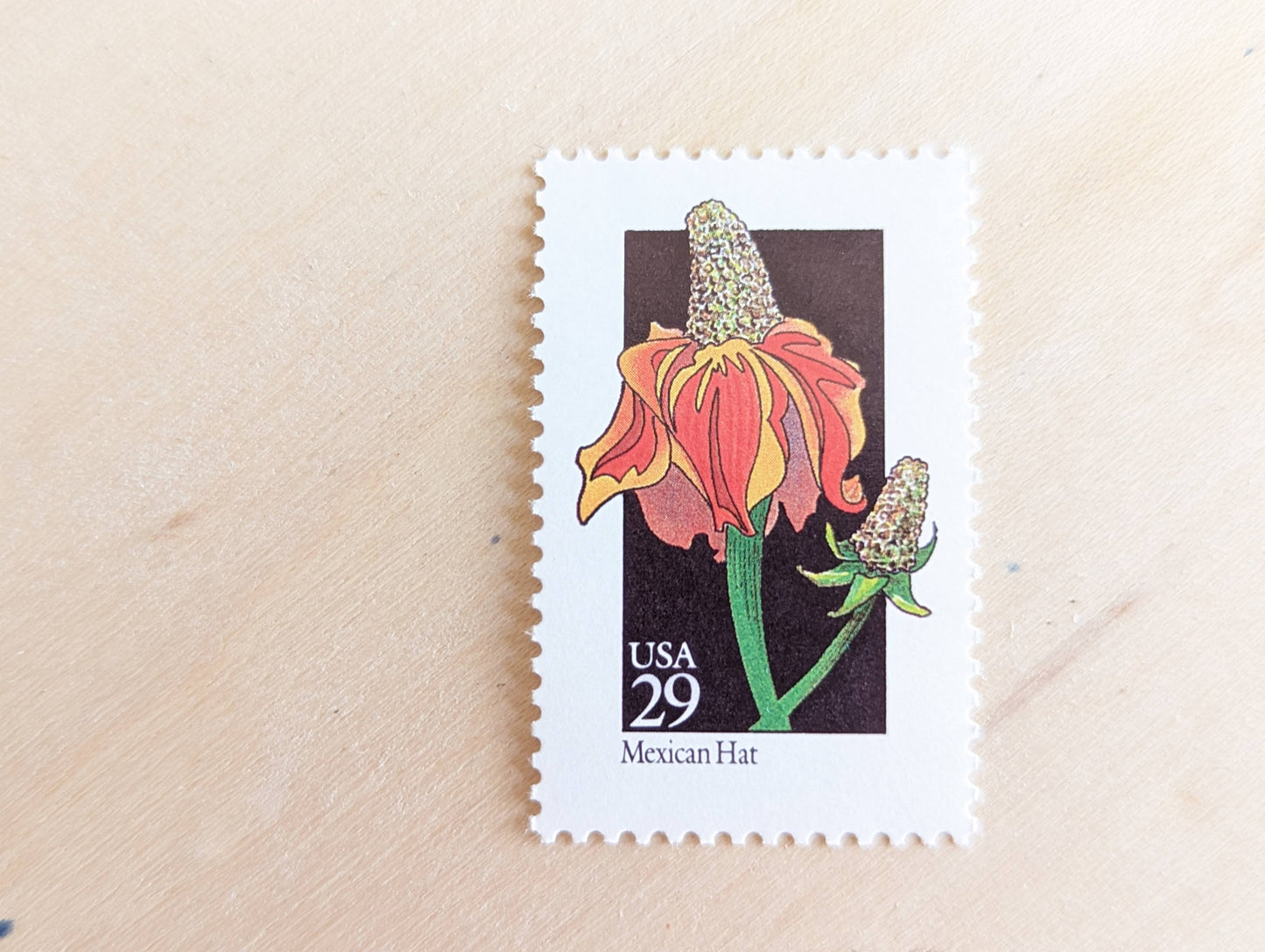 Set of 5 Mexican Hat Wildflower Stamps, 29 cent stamps, 1992 Unused USPS Postage Stamps