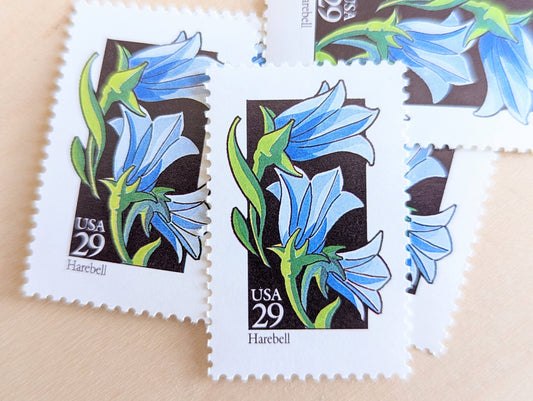 Set of 5 Harebell Wildflower Stamps, 29 cent stamps, 1992 Unused USPS Postage Stamps