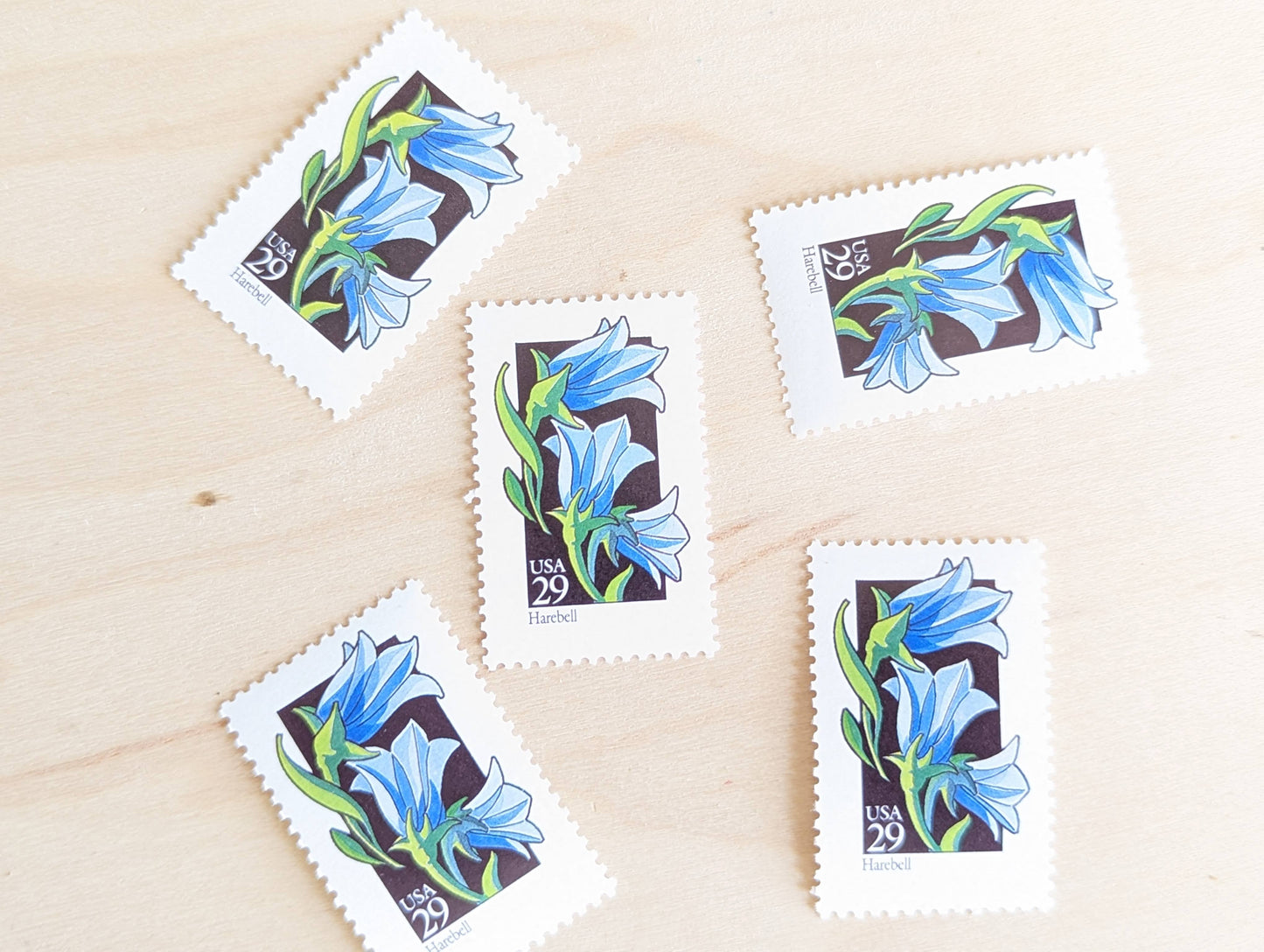 Set of 5 Harebell Wildflower Stamps, 29 cent stamps, 1992 Unused USPS Postage Stamps