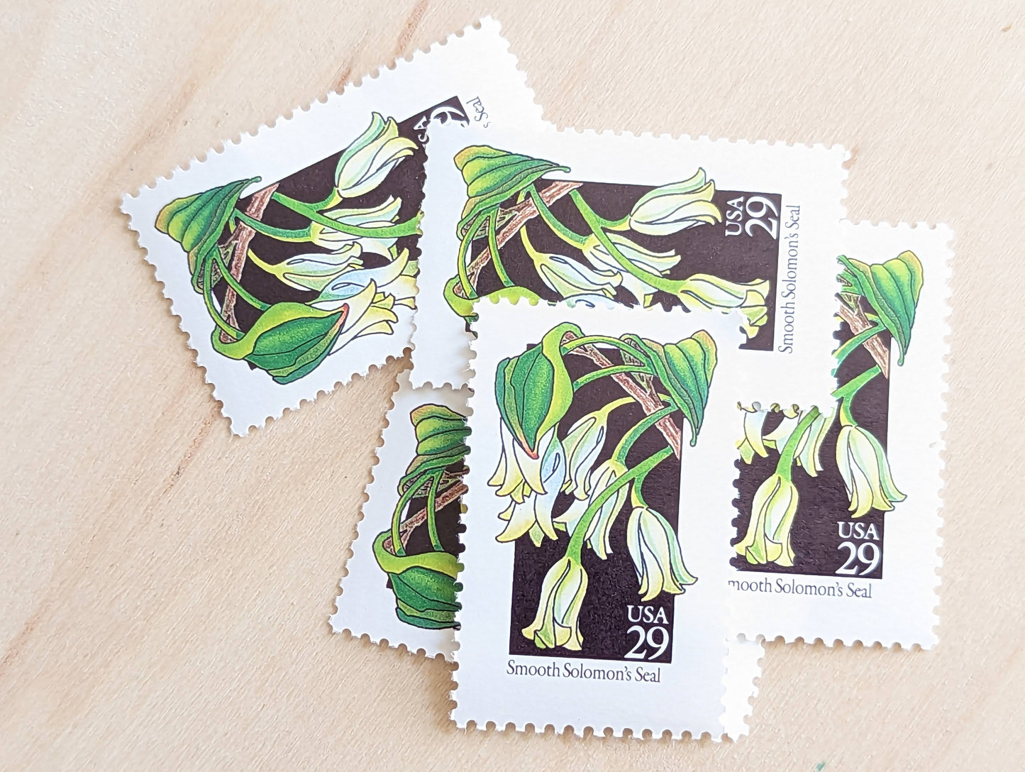 Set of 5 Smooth Solomon's Seal Wildflower Stamps, 29 cent stamps, 1992 Unused USPS Postage Stamps