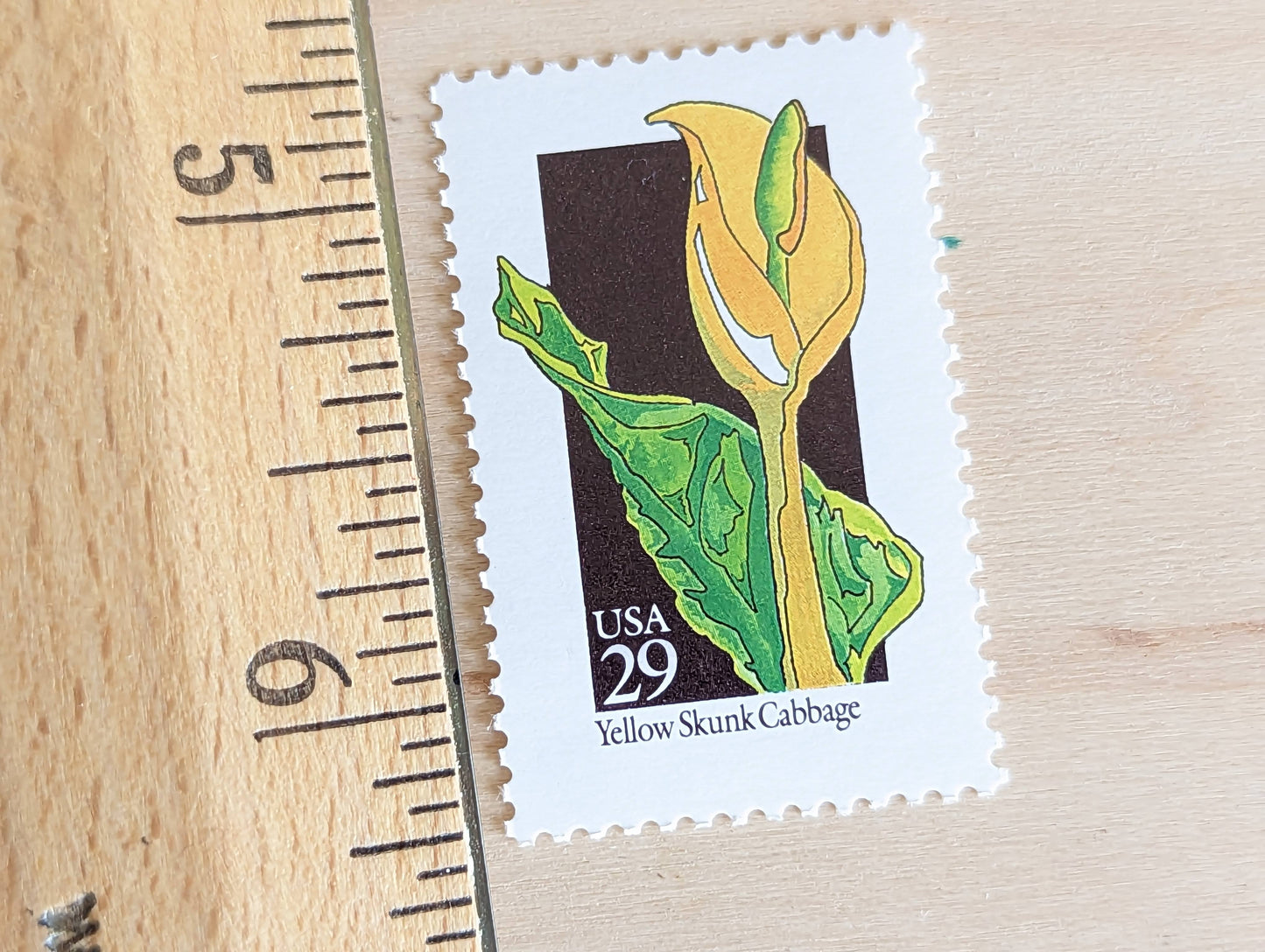 Set of 5 Yellow Skunk Cabbage Wildflower Stamps, 29 cent stamps, 1992 Unused USPS Postage Stamp