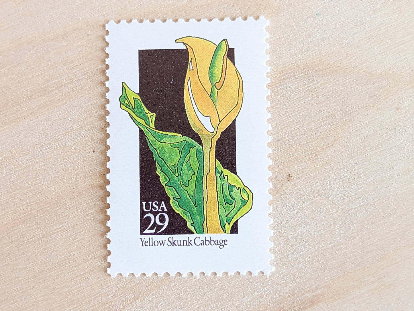 Set of 5 Yellow Skunk Cabbage Wildflower Stamps, 29 cent stamps, 1992 Unused USPS Postage Stamp