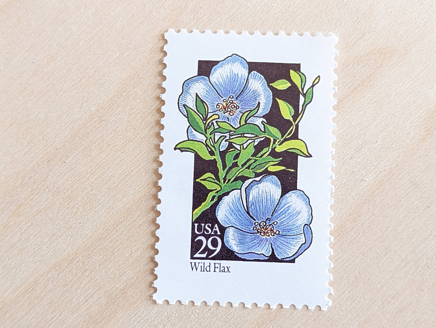 Set of 5 Wild Flax Wildflower Stamps, 29 cent stamps, 1992 Unused USPS Postage Stamp