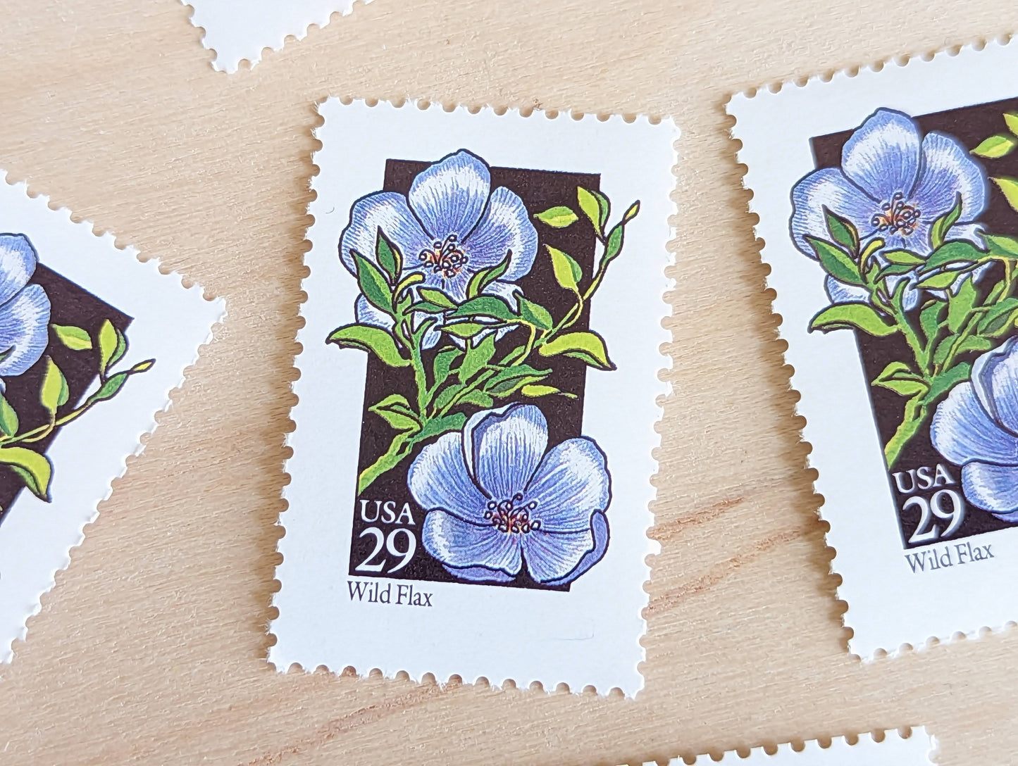 Set of 5 Wild Flax Wildflower Stamps, 29 cent stamps, 1992 Unused USPS Postage Stamp