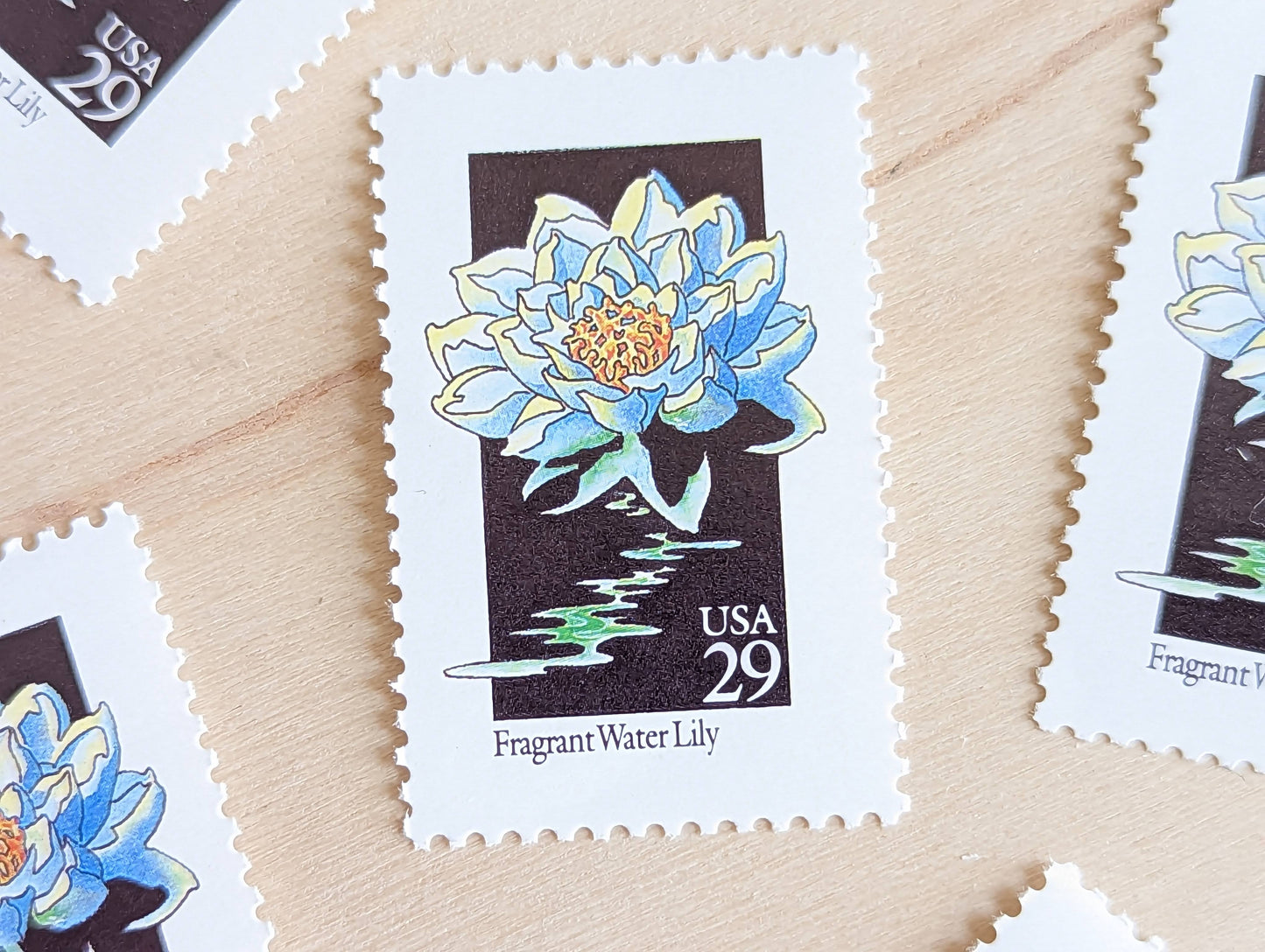 Set of 5 Fragrant Water Lily Wildflower Stamps, 29 cent stamps, 1992 Unused USPS Postage Stamps