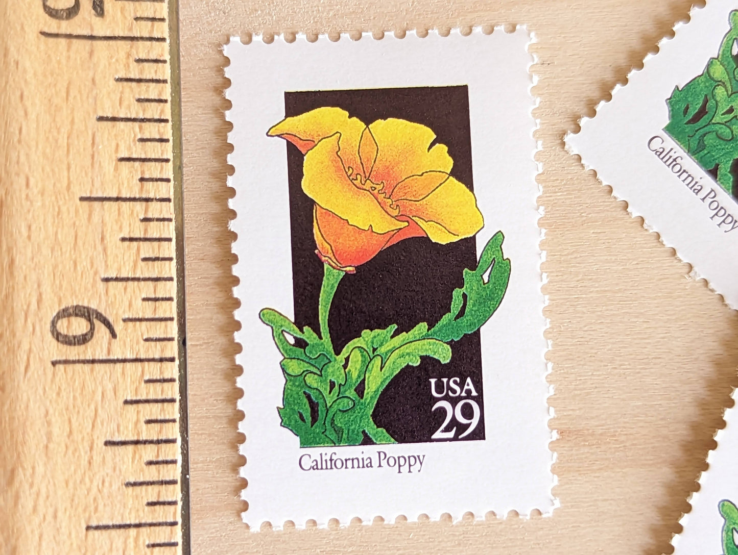 Set of 5 California Poppy Wildflower Stamps, 29 cent stamps, 1992 Unused USPS Postage Stamps