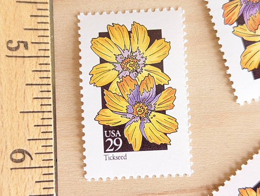 Set of 5 Tickseed Wildflower Stamps, 29 cent stamps, 1992 Unused USPS Postage Stamp