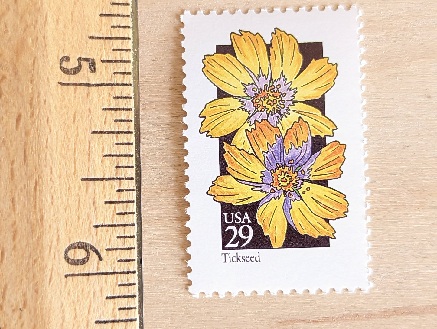 Set of 5 Tickseed Wildflower Stamps, 29 cent stamps, 1992 Unused USPS Postage Stamp