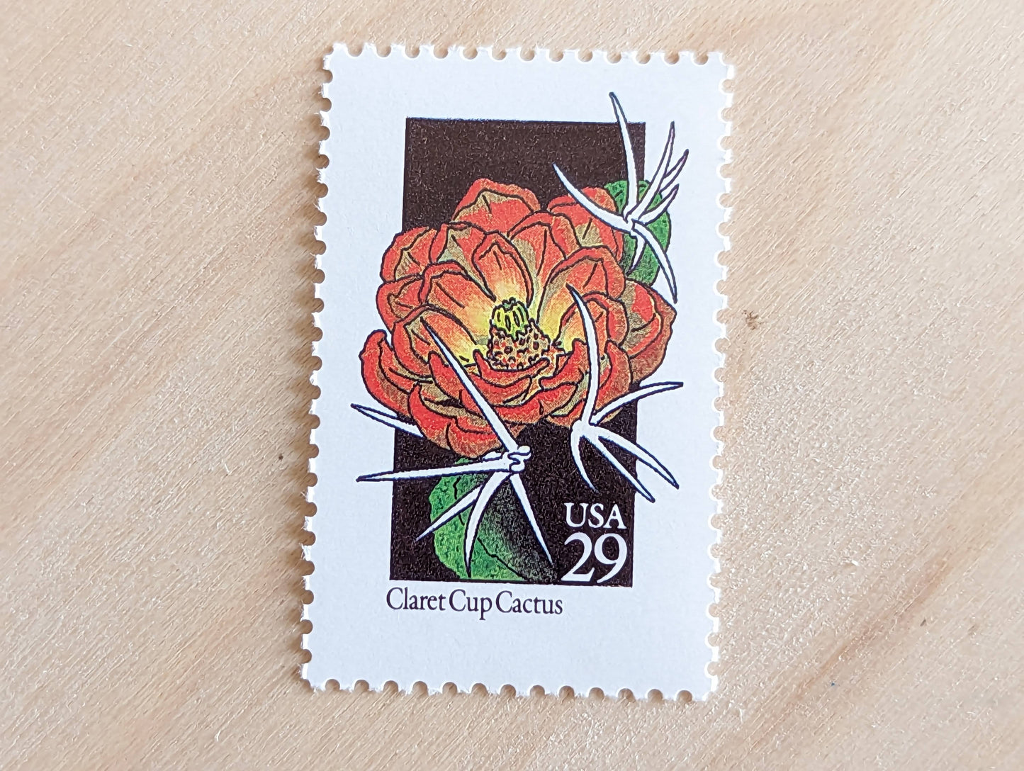 Set of 5 Claret Cup Cactus Wildflower Stamps, 29 cent stamps, 1992 Unused USPS Postage Stamp