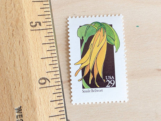 Set of 5 Sessile Bellwort Wildflower Stamps, 29 cent stamps, 1992 Unused USPS Postage Stamp