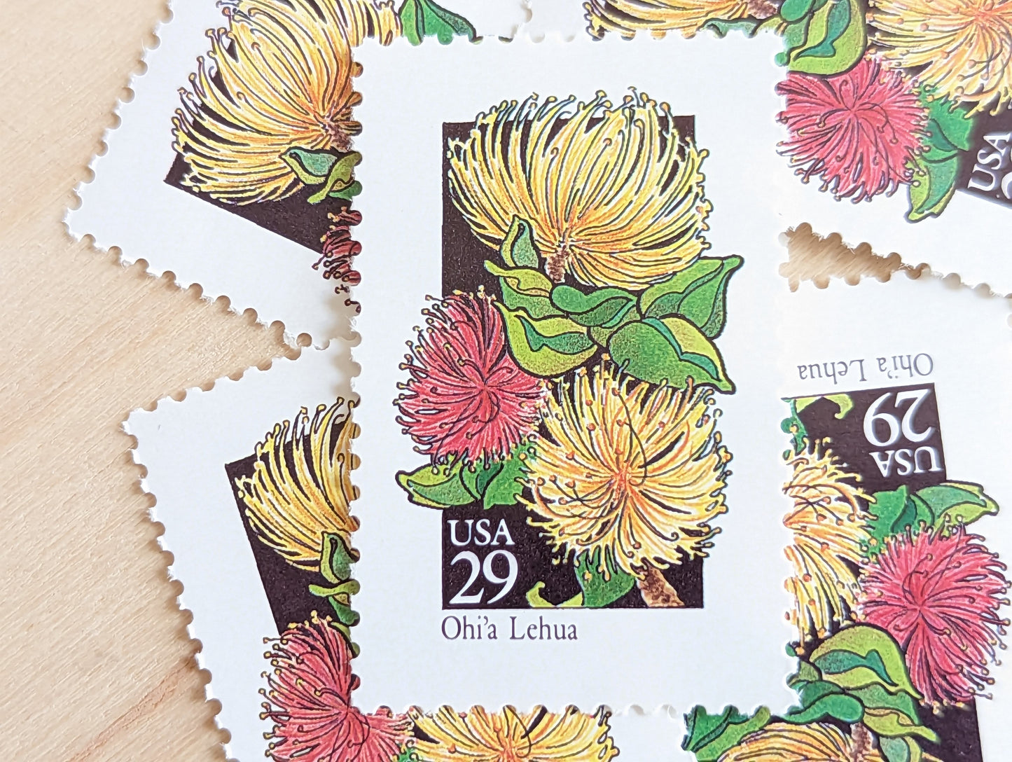 Set of 5 Ohi'a Lehua Wildflower Stamps, 29 cent stamps, 1992 Unused USPS Postage Stamp