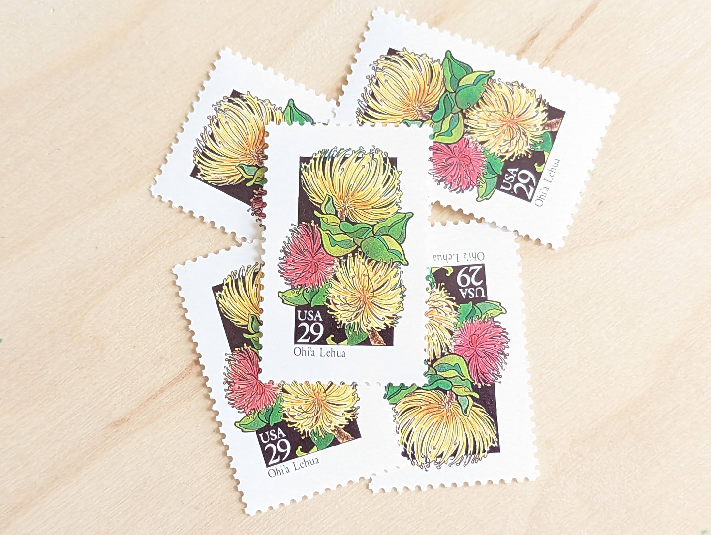 Set of 5 Ohi'a Lehua Wildflower Stamps, 29 cent stamps, 1992 Unused USPS Postage Stamp