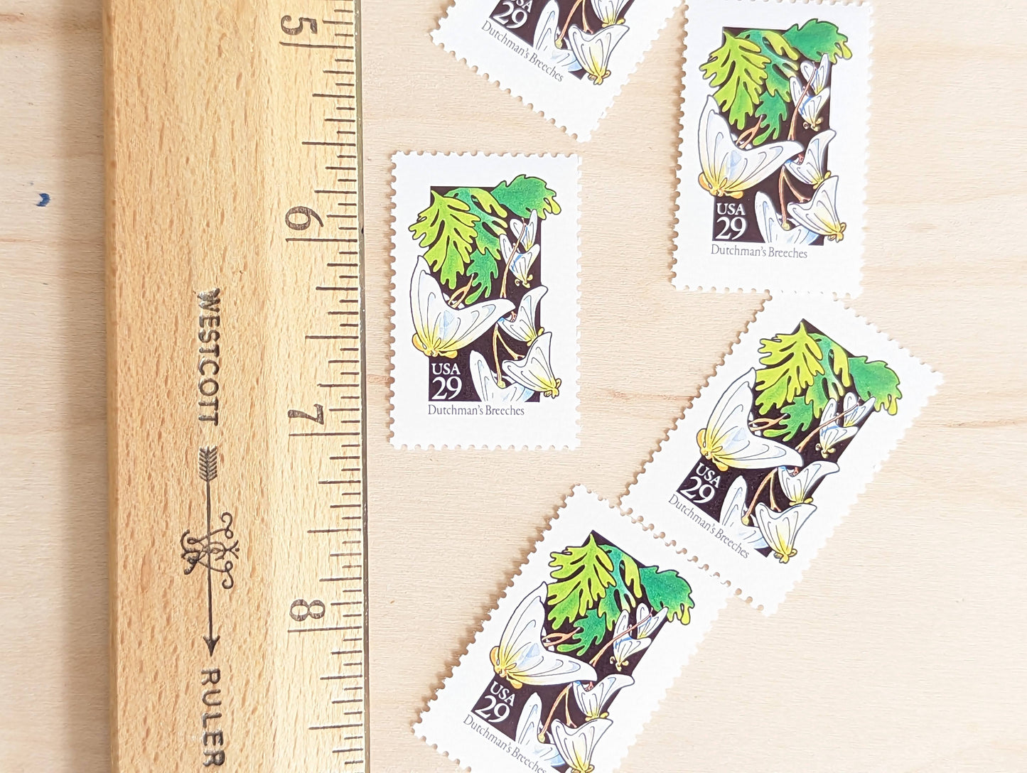 Set of 5 Dutchmen's Breeches Wildflower Stamps, 29 cent stamps, 1992 Unused USPS Postage Stamps